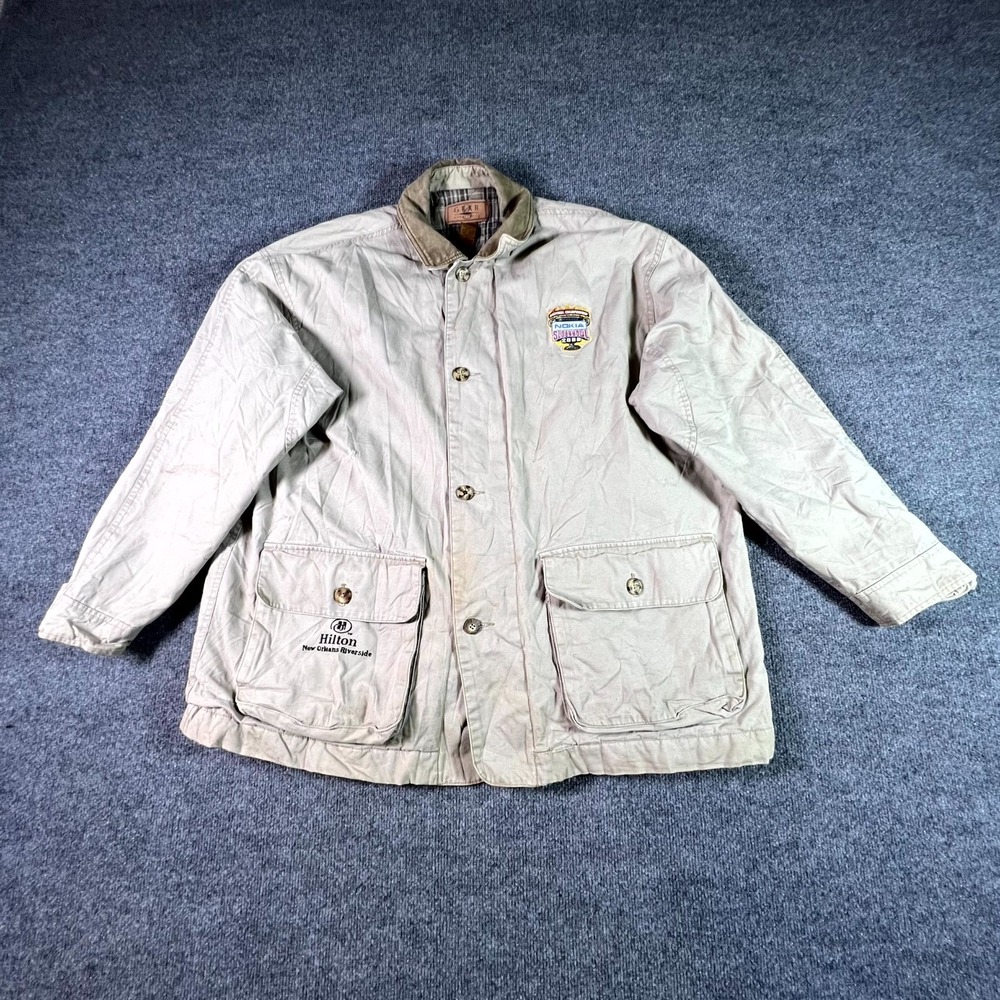 VTG Gear For Sports Coat Mens XL Beige Hilton 2000 Nokia Sugar Bowl Jacket